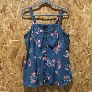 Torrid Grey Floral Spaghetti Strap Tank, Size 1